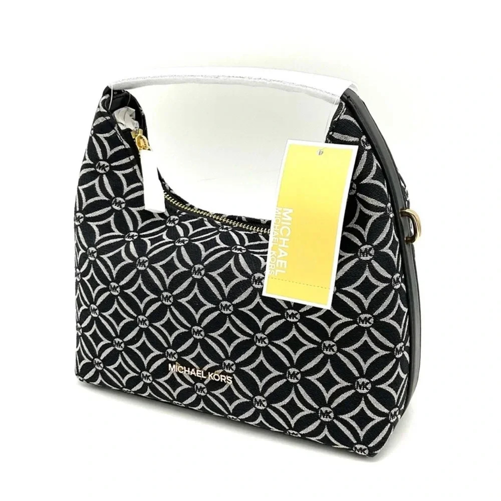 Michael Kors Ember Small Logo Jacquard Messenger Bag Black - Picture 3 of 11